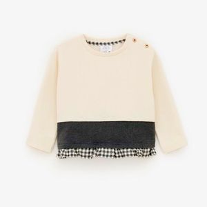 Zara Girls Plaid Trim Sweater